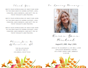 Golden Floral Funeral Program Template (4 page): Golden Floral Funeral Program Template (4 page)