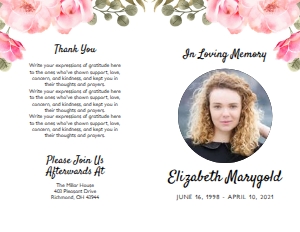 Pink Floral Funeral Program Template (4 page): Pink Floral Funeral Program Template (4 page)