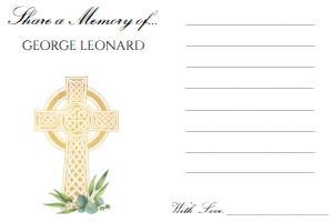 Celtic Cross Share a Memory Funeral Card Template: Celtic Cross Funeral Memory Card Template