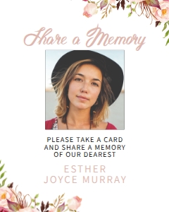 Gentle Florals Life Celebration Share a Memory Instructions Funeral Template: Gentle Florals Life Celebration Share a Memory Funeral Card Template