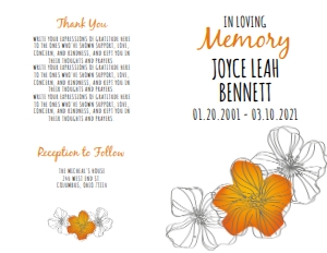 Orange Floral Funeral Program Template (4 Pages): Orange Floral Funeral Program Template (4 Pages)