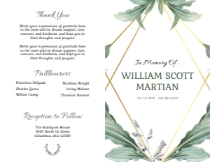 Botanical Funeral Program Template: Botanical Funeral Program Template