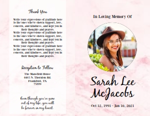 Lovely Rose Marble Funeral Program (8 page): Lovely Rose Marble Funeral Program (8 page)