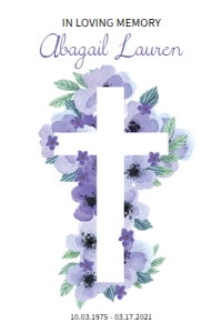 Lavender Floral Cross Funeral Welcome Sign: Lavender Floral Cross Funeral Welcome Sign