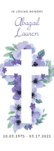 Lavender Floral Cross Funeral Bookmark: Lavender Floral Cross Funeral Bookmark