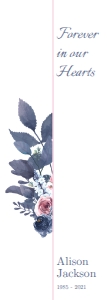 Purple & Rose Framed Funeral Bookmark: Purple & Rose Framed Funeral Bookmark