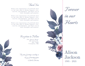 Purple & Rose Framed Funeral Program Template (4 pages): Purple & Rose Framed Funeral Program Template (4 pages)
