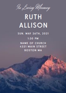 Mountain View Funeral Invitation: Mountain View Funeral Invitation