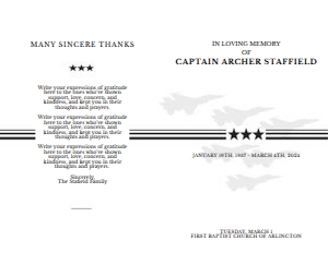 Military Jets & Stars Funeral Program: Military Jets & Stars Funeral Program