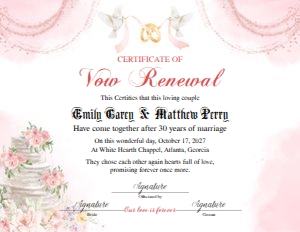 Vow Renewal Certificate26: Vow Renewal Certificate26