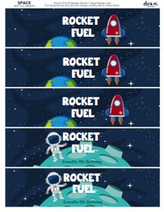 Space Birthday Bottle Wraps design preview