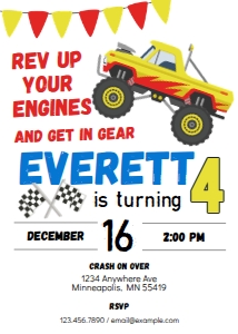 Monster Truck Invite design preview