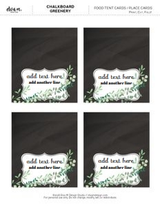 Chalkboard Greenery Tent Cards design preview