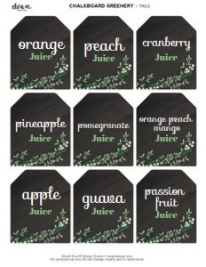 Chalkboard Greenery Mimosa Bar Tags design preview
