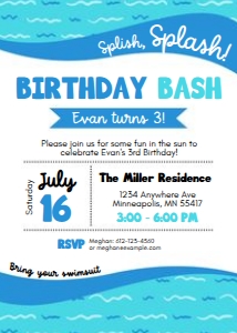Splish Splash Birthday Invite design preview