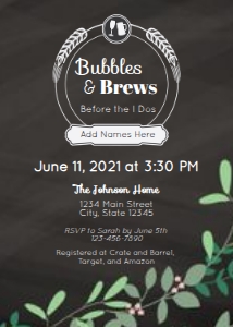 Bubbles and Brews Wedding Shower Invite design preview