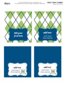 Golf Tent Cards design preview