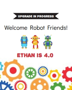 Robot Birthday 8x10" Sign design preview