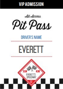 Race Car Pit Pass design preview