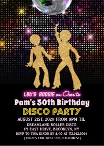 Retro Adult Disco Birthday Invitation design preview
