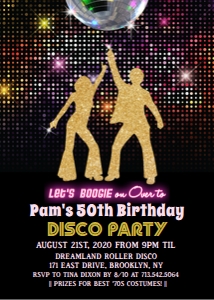Disco Birthday Invitation II design preview
