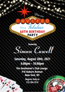 Las Vegas Casino Night Birthday Invitation design preview