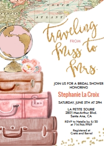 Traveling From Miss to Mrs Bridal Shower Invitation design preview