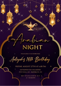 Arabian Nights Birthday Invitation design preview