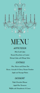 Breakfast at Tiffany's Blue Menu - no border design preview