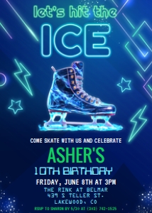 Ice Skating Birthday Invitation - Blue design preview