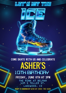 Ice Skating Birthday 2 Blue_Invitation design preview