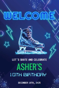 Ice Skating I Birthday Welcome Sign design preview