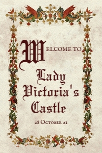 Medieval Dragon Red Border Welcome Sign - 24 x 36 design preview