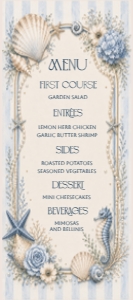 Let's Toast on the Coast Menu - 4 x 9 design preview