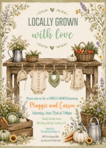 Vintage Locally Grown Baby Shower design preview