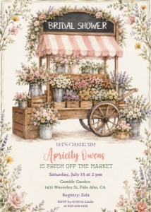 Vintage Flower Cart Invitation design preview