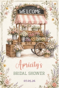 Vintage Flower Cart Welcome Sign design preview