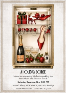 Holiday Heels Fridge Invitation design preview