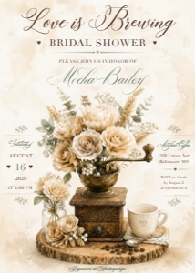 Love is Brewing Vintage Coffee Invitation design preview