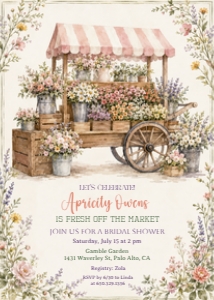 Vintage Flower Cart Invitation II design preview