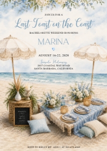 Last Toast on the Coast Bachelorette Picnic Invitation design preview