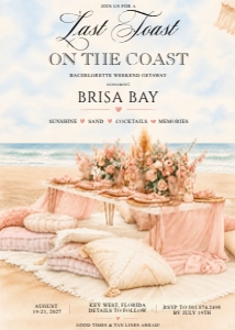 Last Toast on the Coast Bachelorette Picnic Invitation - Pink design preview
