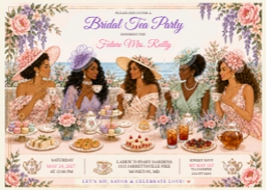 African American Female Tea Party Table Invitation design preview