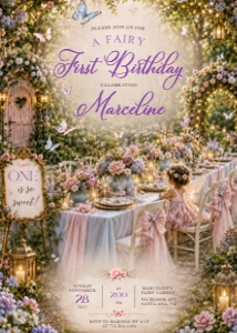 Fairy First Birthday Invitation design preview