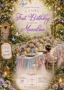 Fairy First Birthday Invitation - AA design preview