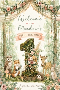 Our Little One Woodland First Birthday Welcome Sign design preview