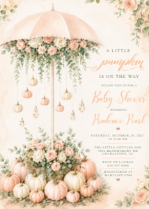 A Little Pumpkin Floral Baby Shower Invitation design preview