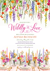 Wildly in Love Hanging Wildflower Bridal Shower Invitation design preview