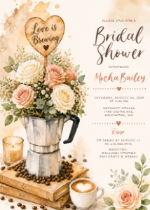 Love is Brewing Vintage Coffee Invitation III design preview