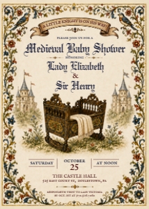 Medieval Baby Shower Invitation II design preview